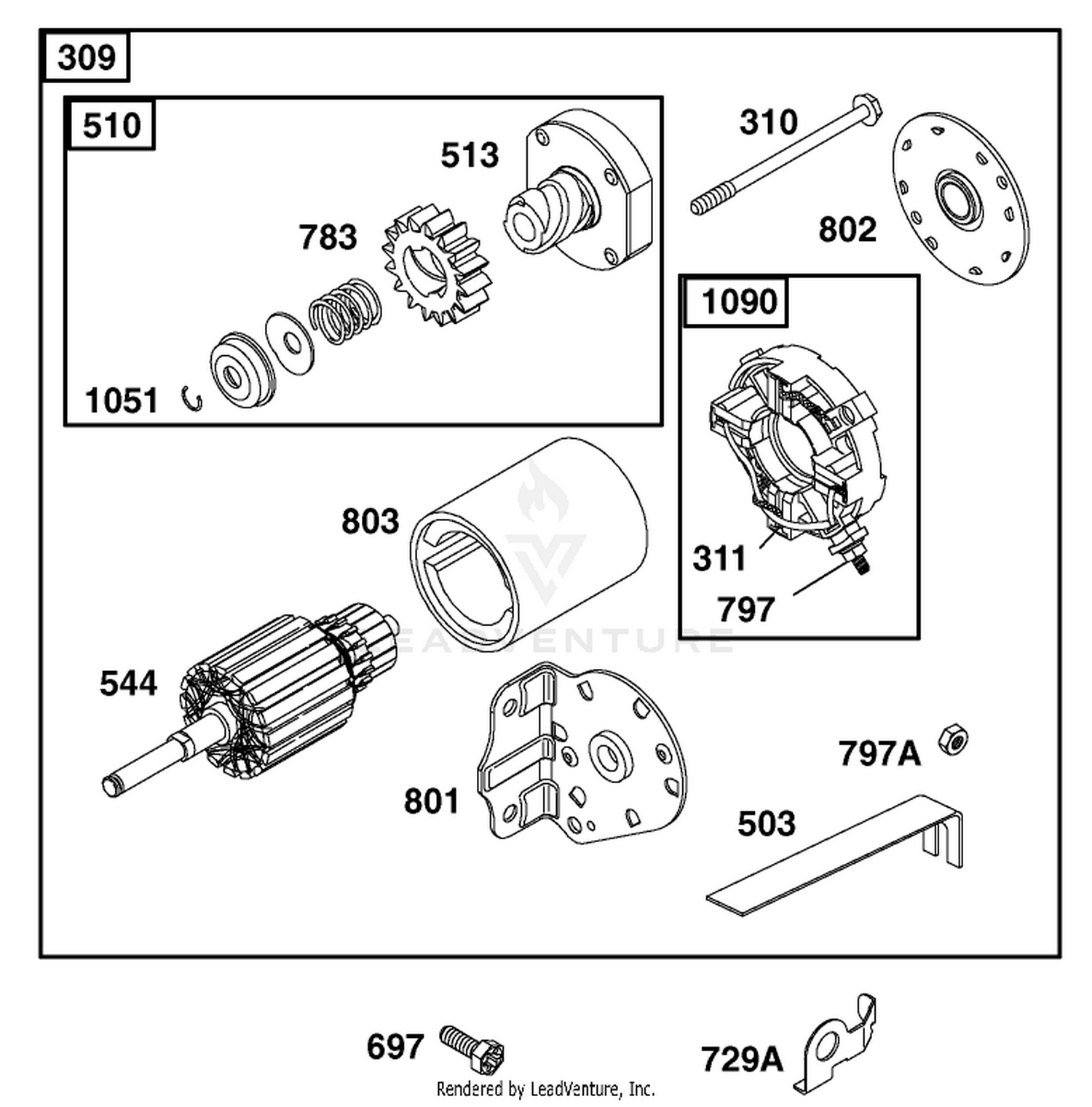 Starter Assembly Engine Briggs and Stratton Model 311777-0151-E1