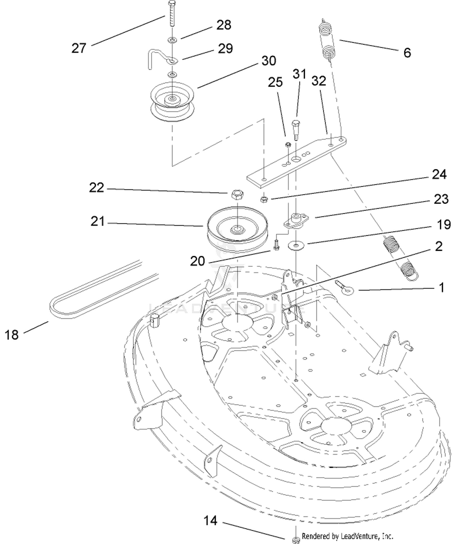 38 Inch Deck Blade Drive and Brake Assembly
