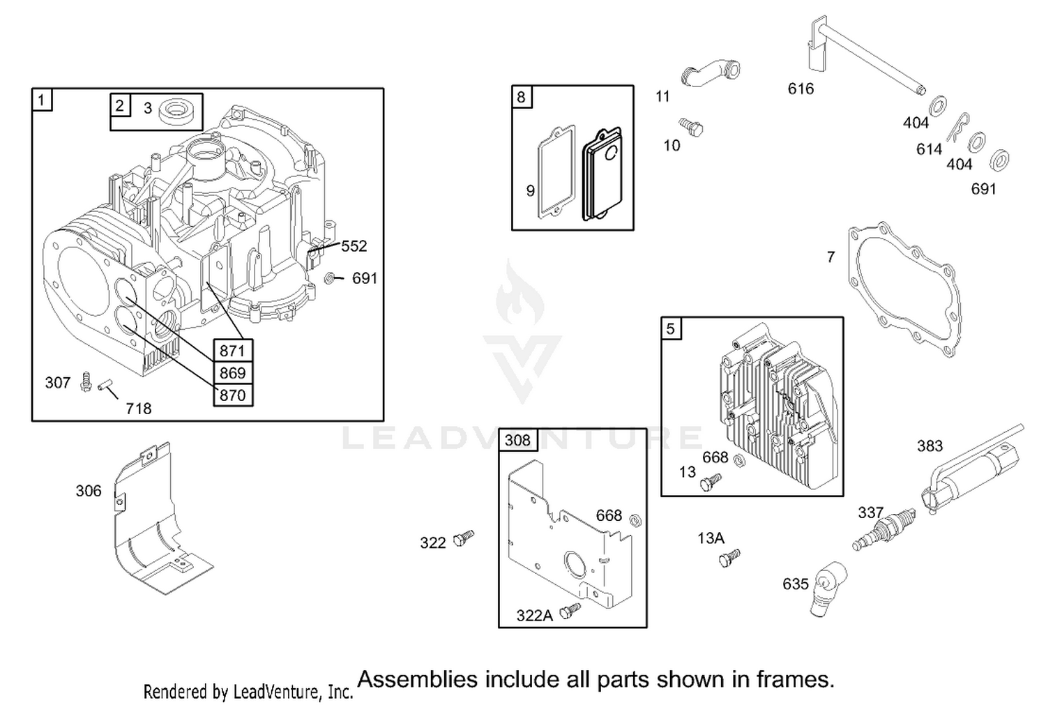 Cylinder Assembly Engine Briggs and Stratton Model 28M707-1127-E1