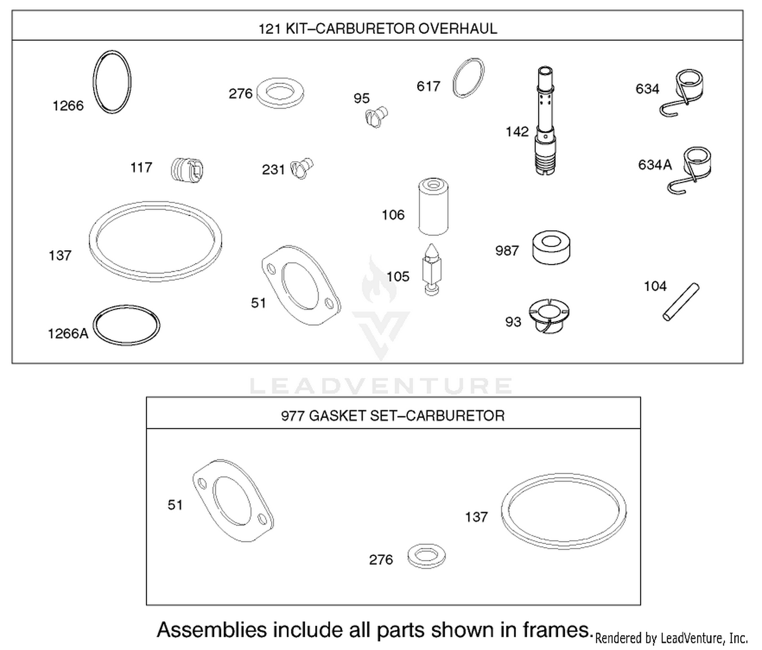 Carburetor Overhaul Kit Assembly Briggs and Stratton Model 286H77-0121-E1
