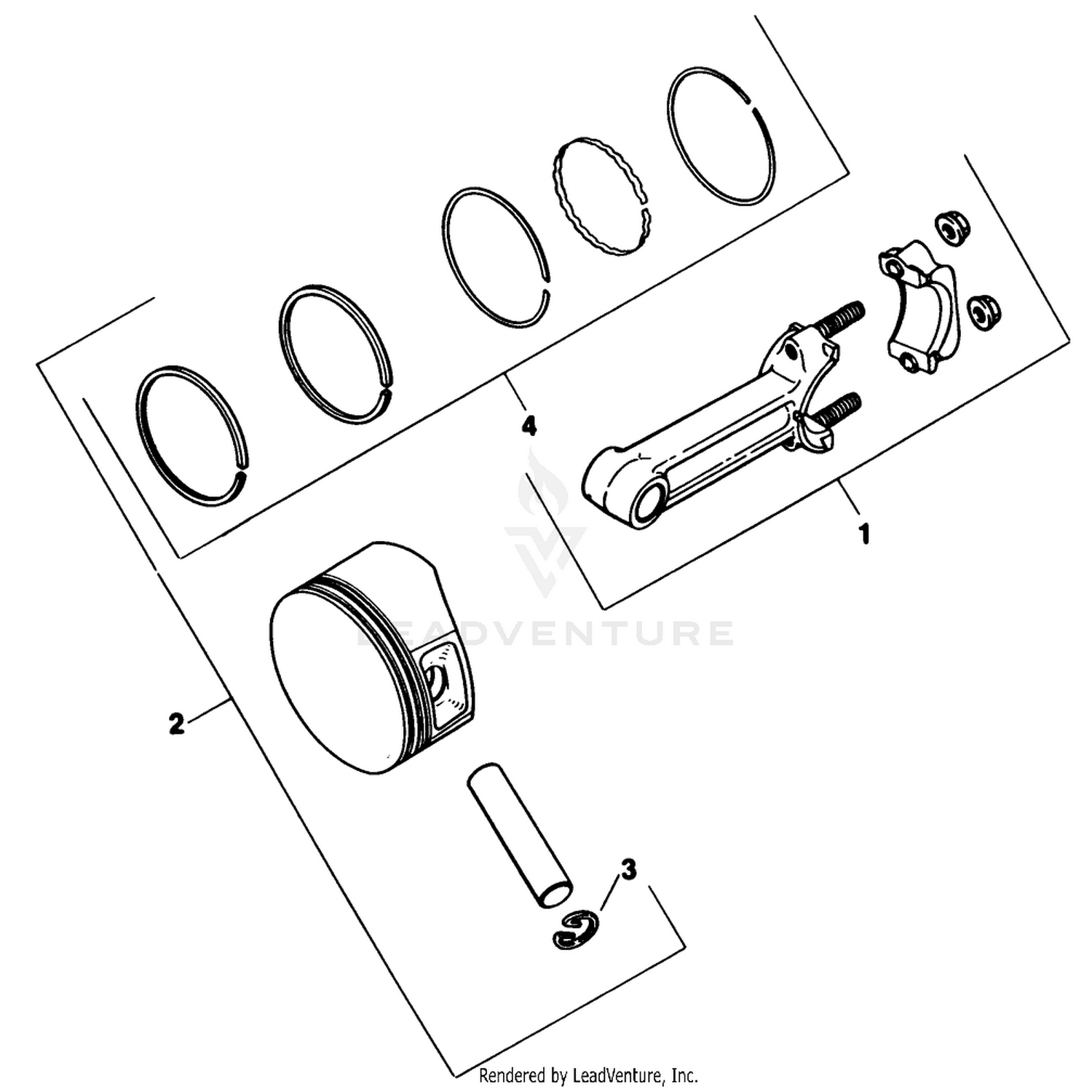 Piston And Rod-Engine Kohler Model No. M18qs-24657 (continued)