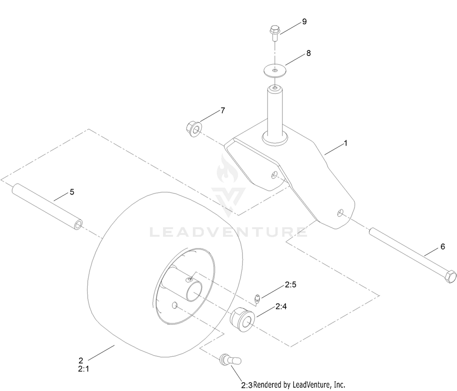 Caster, Wheel and Tire Assembly