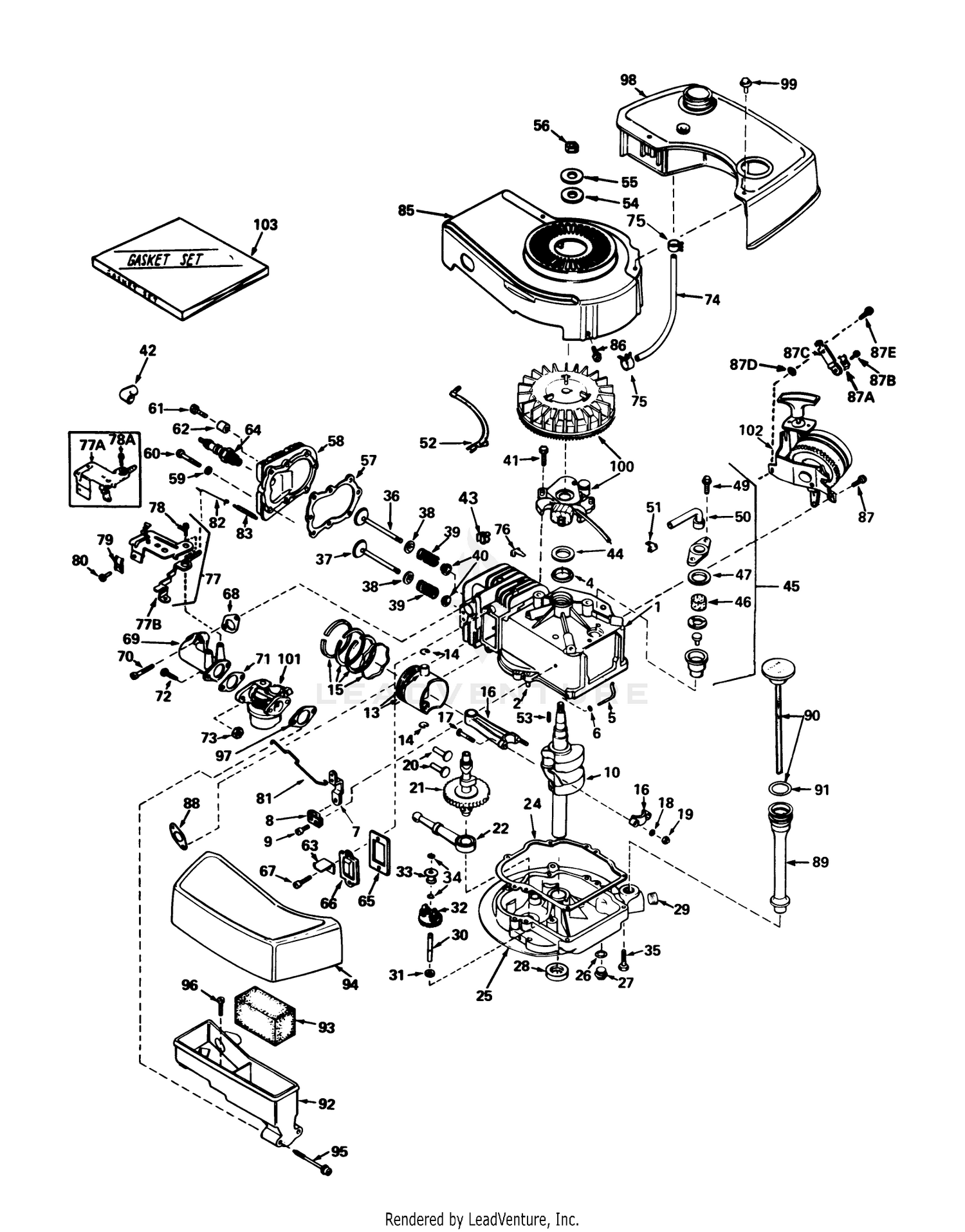 Engine Tecumseh Model No. Tnt 100-10049a