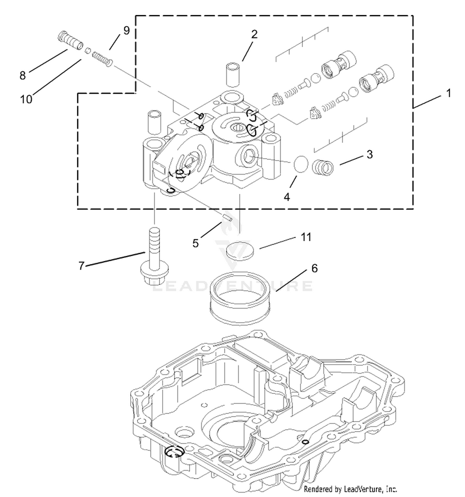 Center Case Assembly  Transmission Assembly No. 104-2889