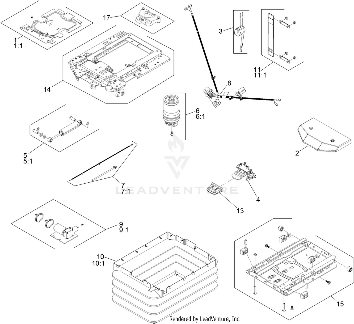 Air Ride Seat Suspension Assembly No. 130-2702