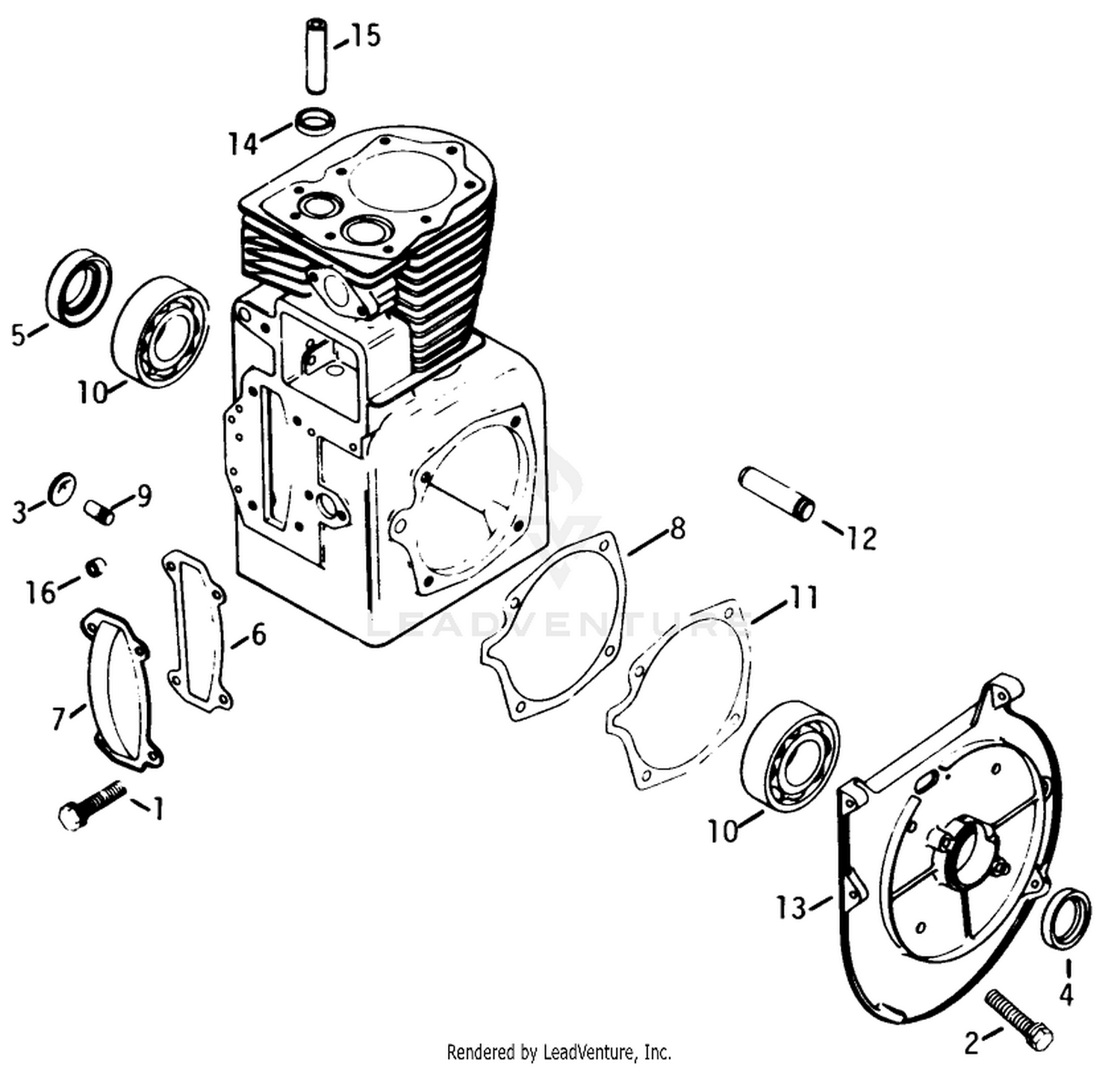 Crankcase-Engine Kohler Model No. K321s Spec. No. 60434 (continued)