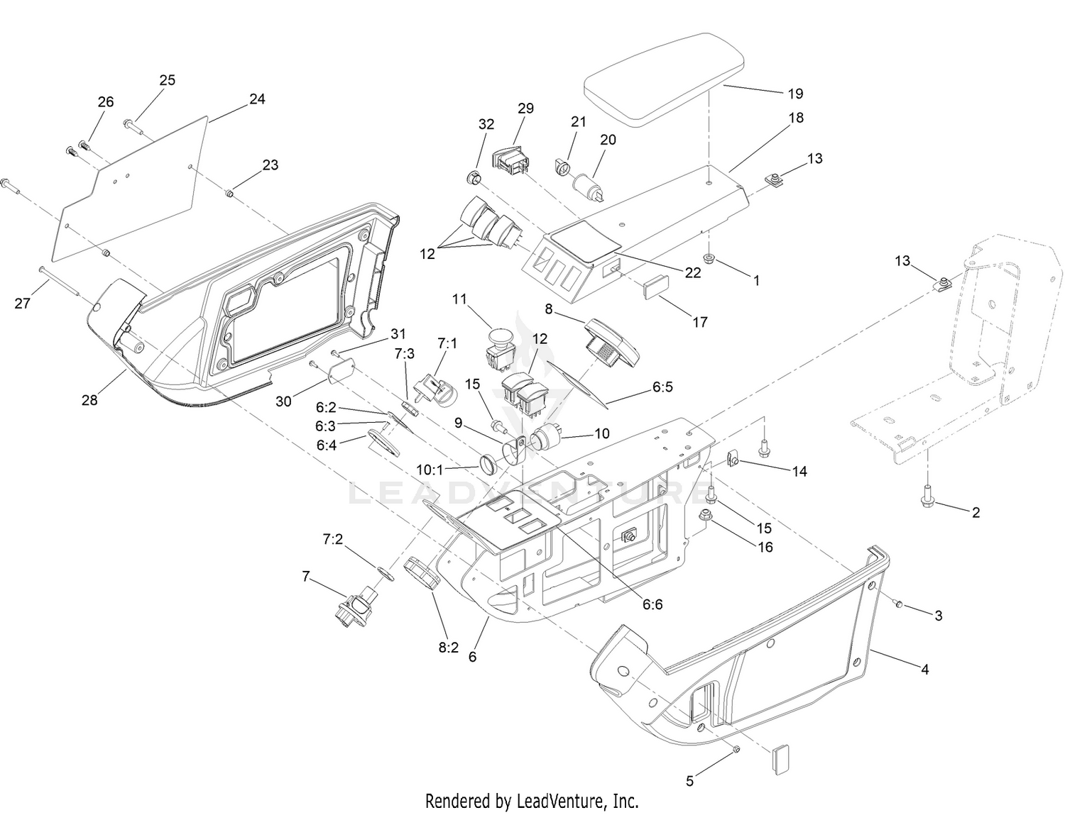 Armrest Control Panel Assembly