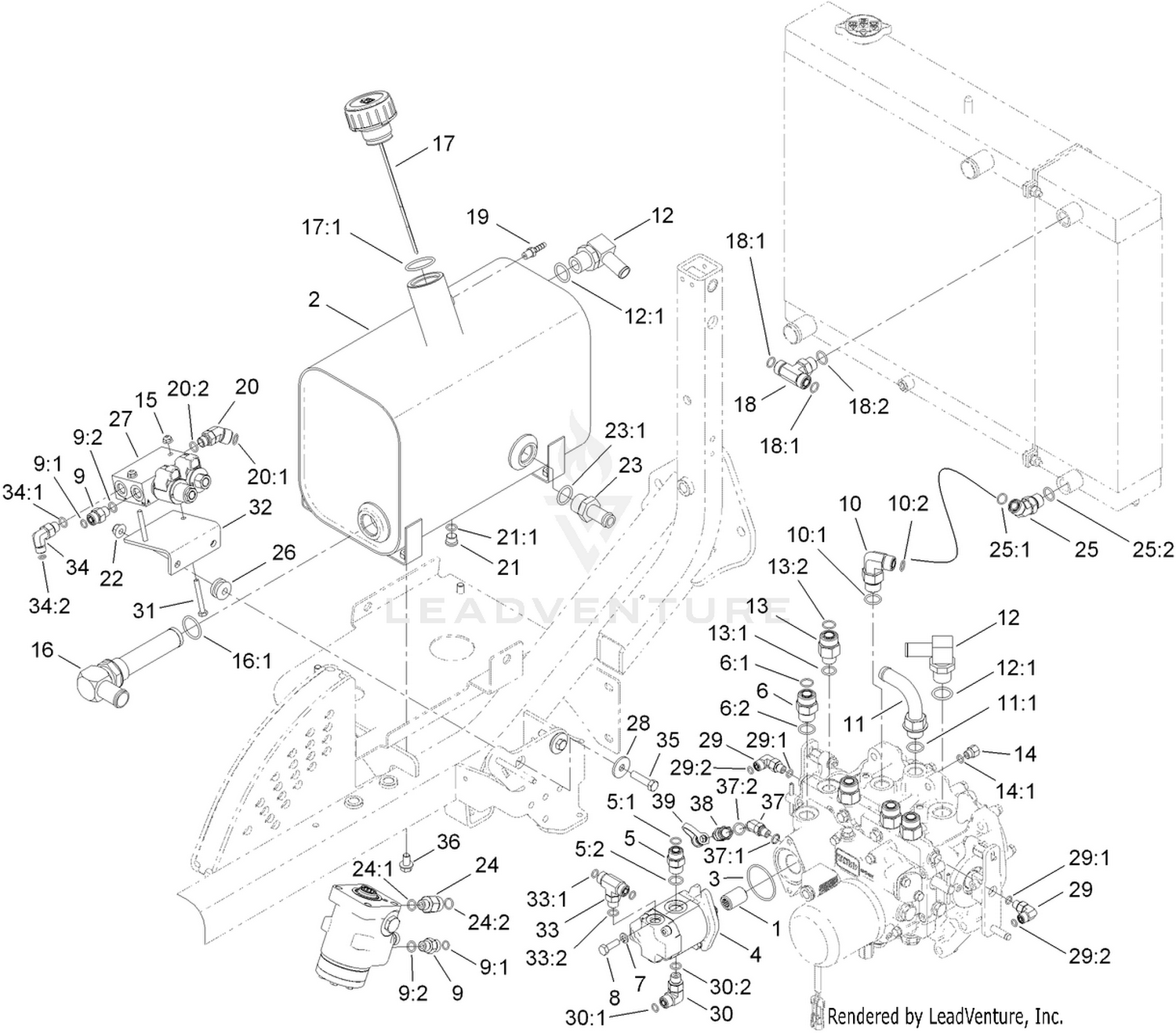 Deck Lift Valve and Hydrualic Fitting Assembly