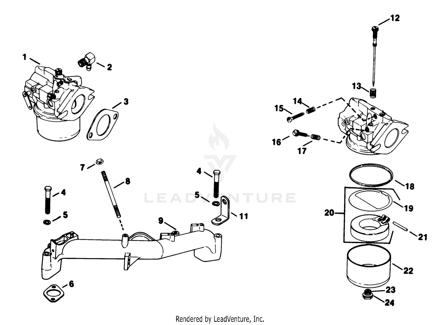 Carburetor-Engine Kohler Model No. Kt17qs Type No. 24324