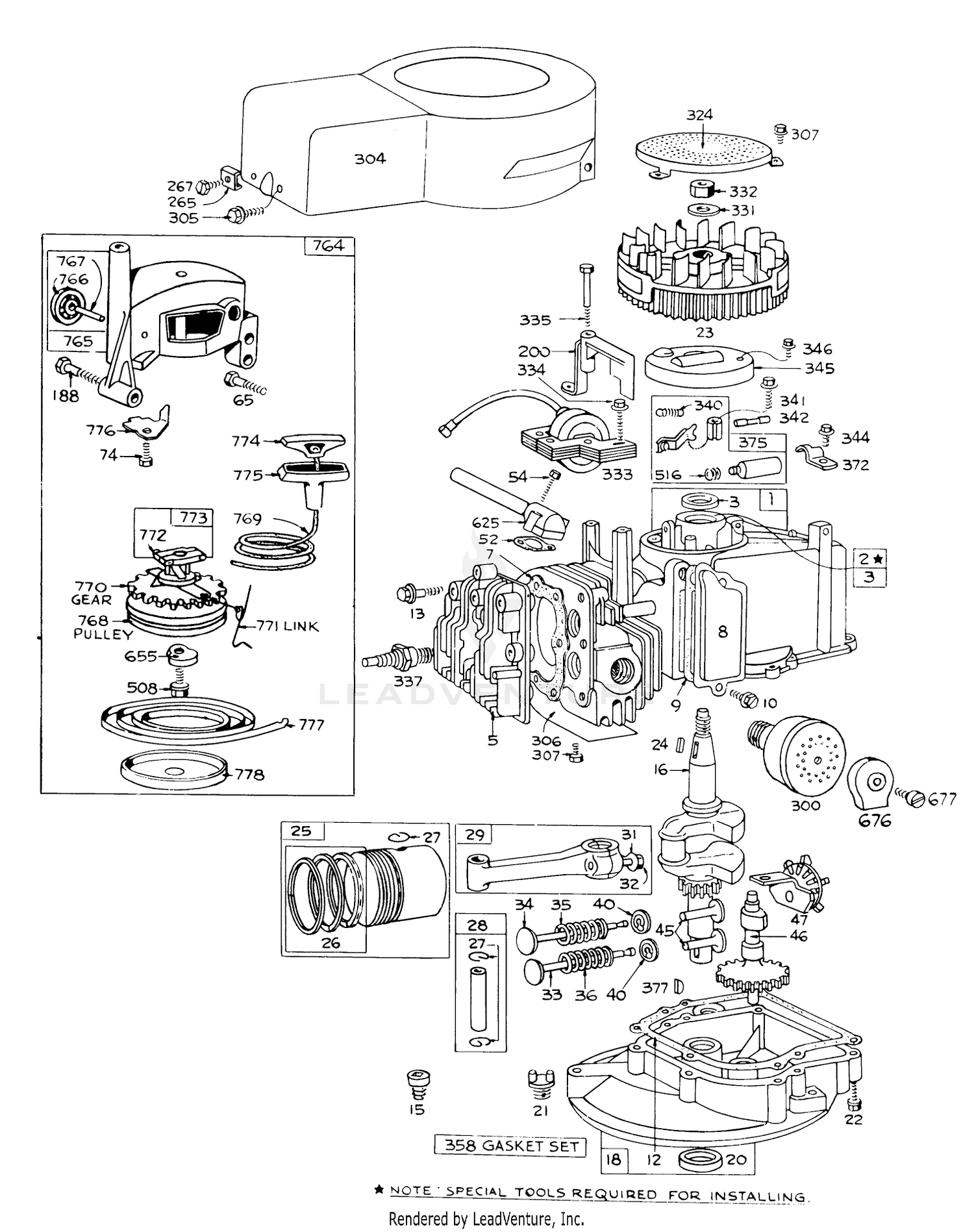 Engine Briggs  Stratton 92508-0904-01 For 19" Hand Propelled Model 16073