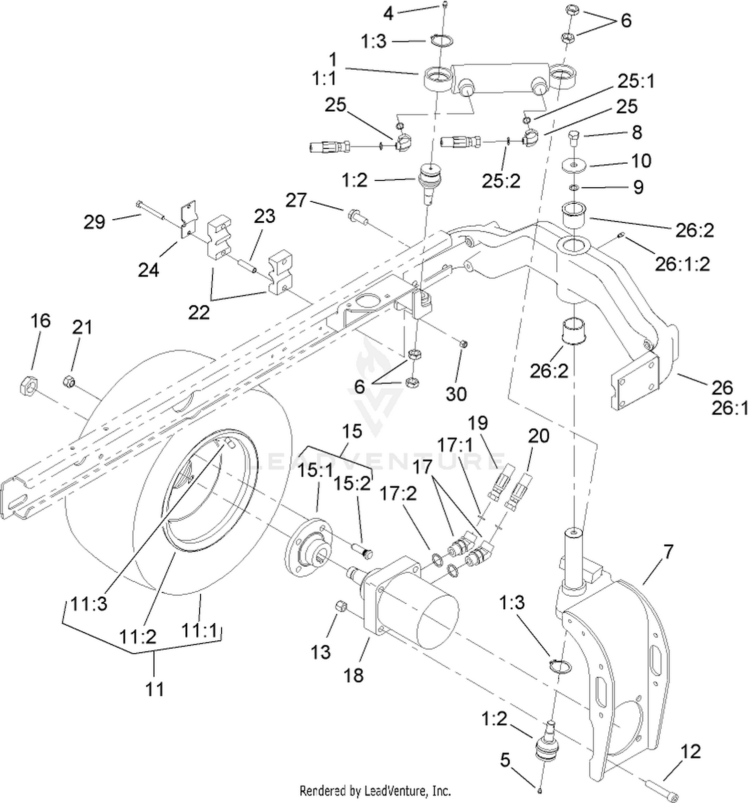 Rear Fork and Tire Assembly