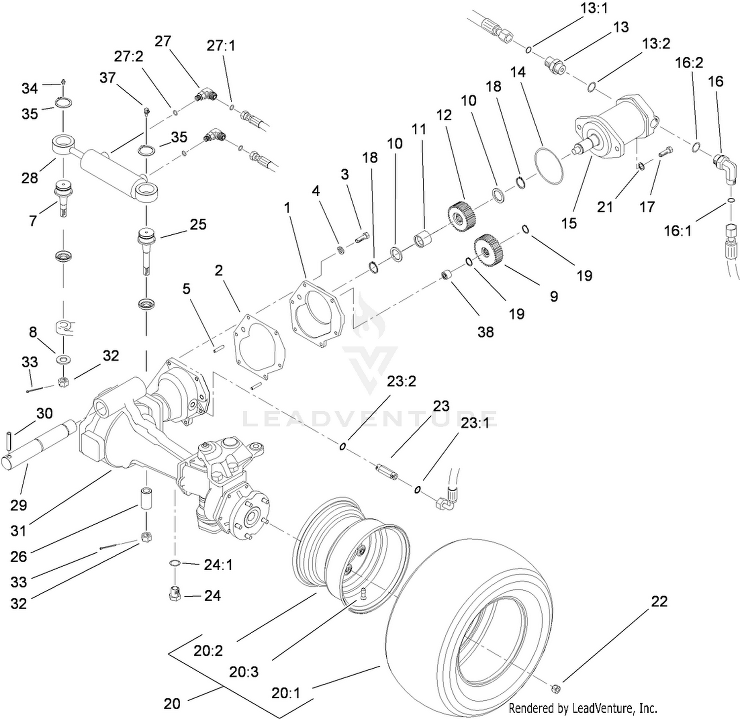 4-Wheel Drive Axle and Power Steering Assembly
