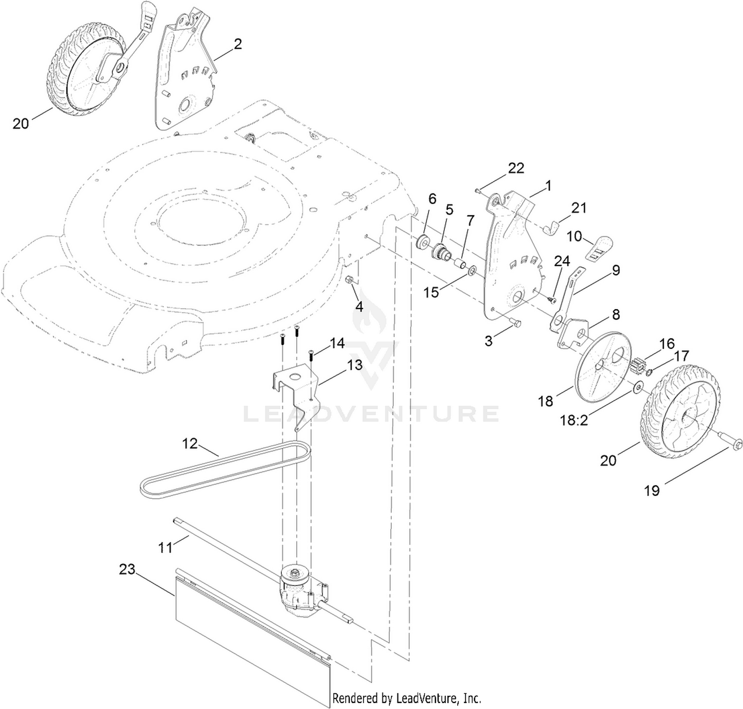 Transmission and Rear Wheel Drive Assembly