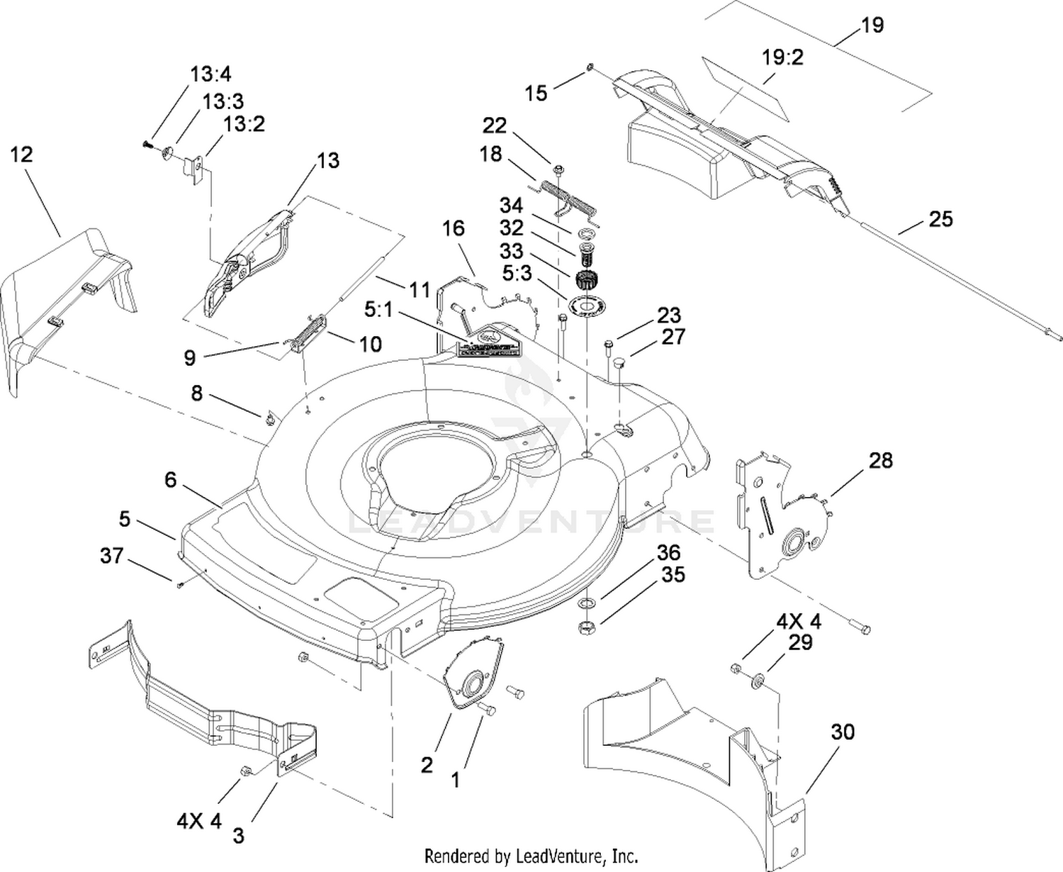 Deck, Side Chute and Rear Door Assembly