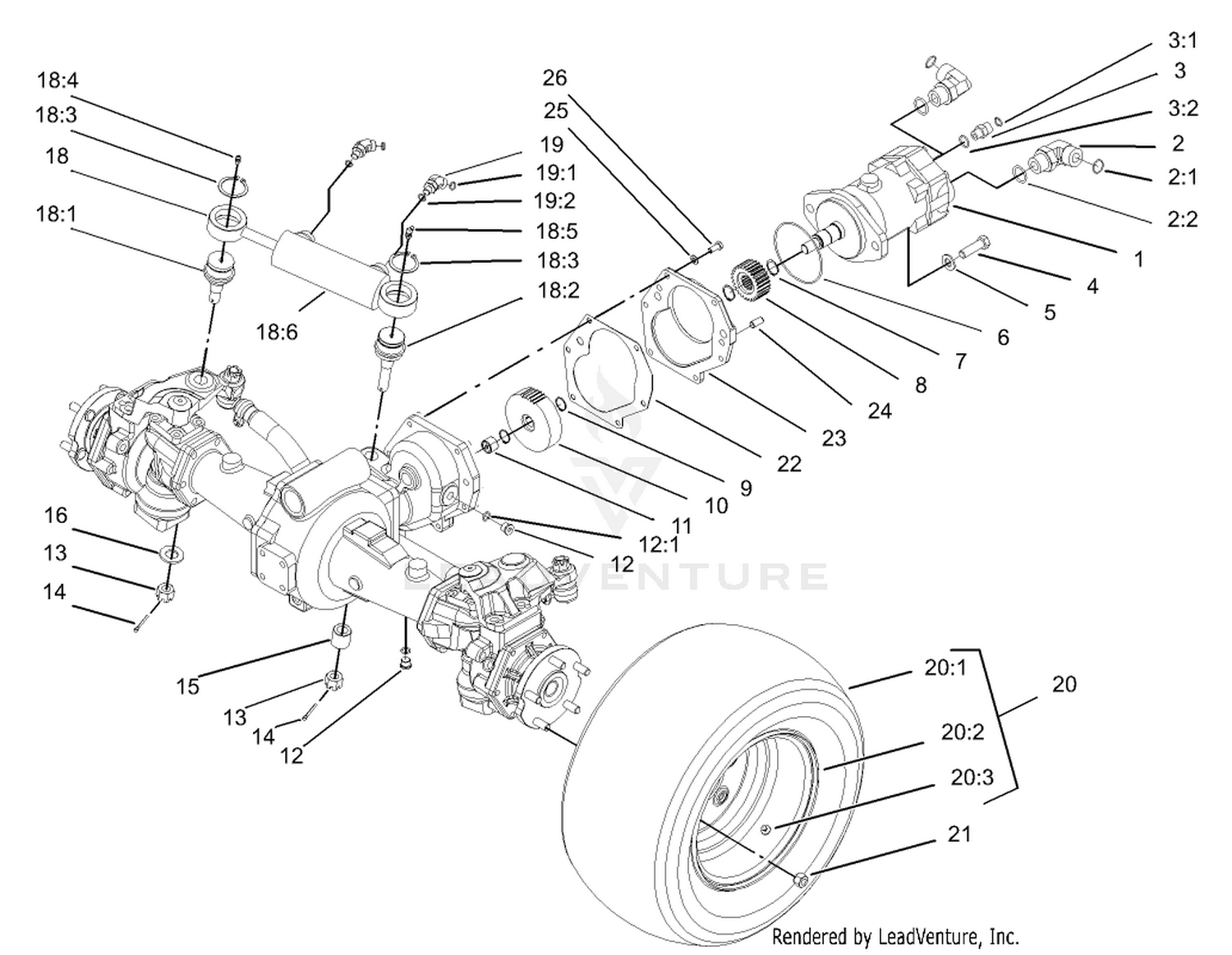 4 Wheel Drive Rear Axle and Tire Assembly