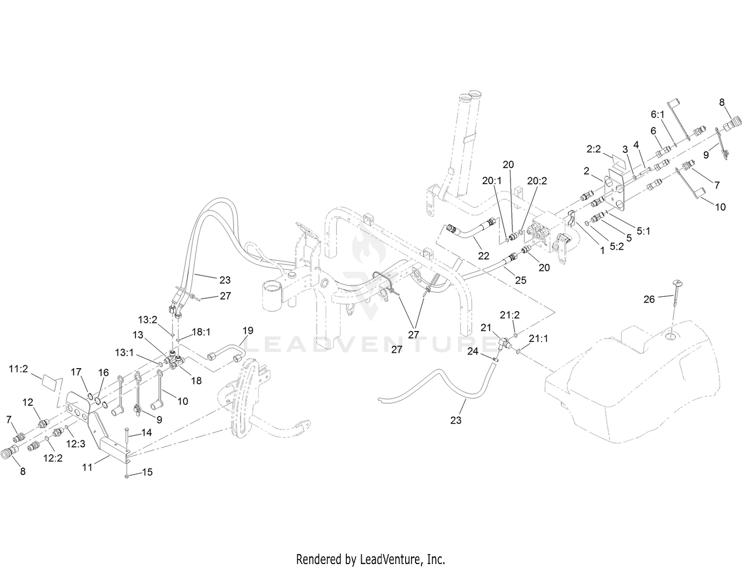 Hydraulic Routing and Couplers Assembly