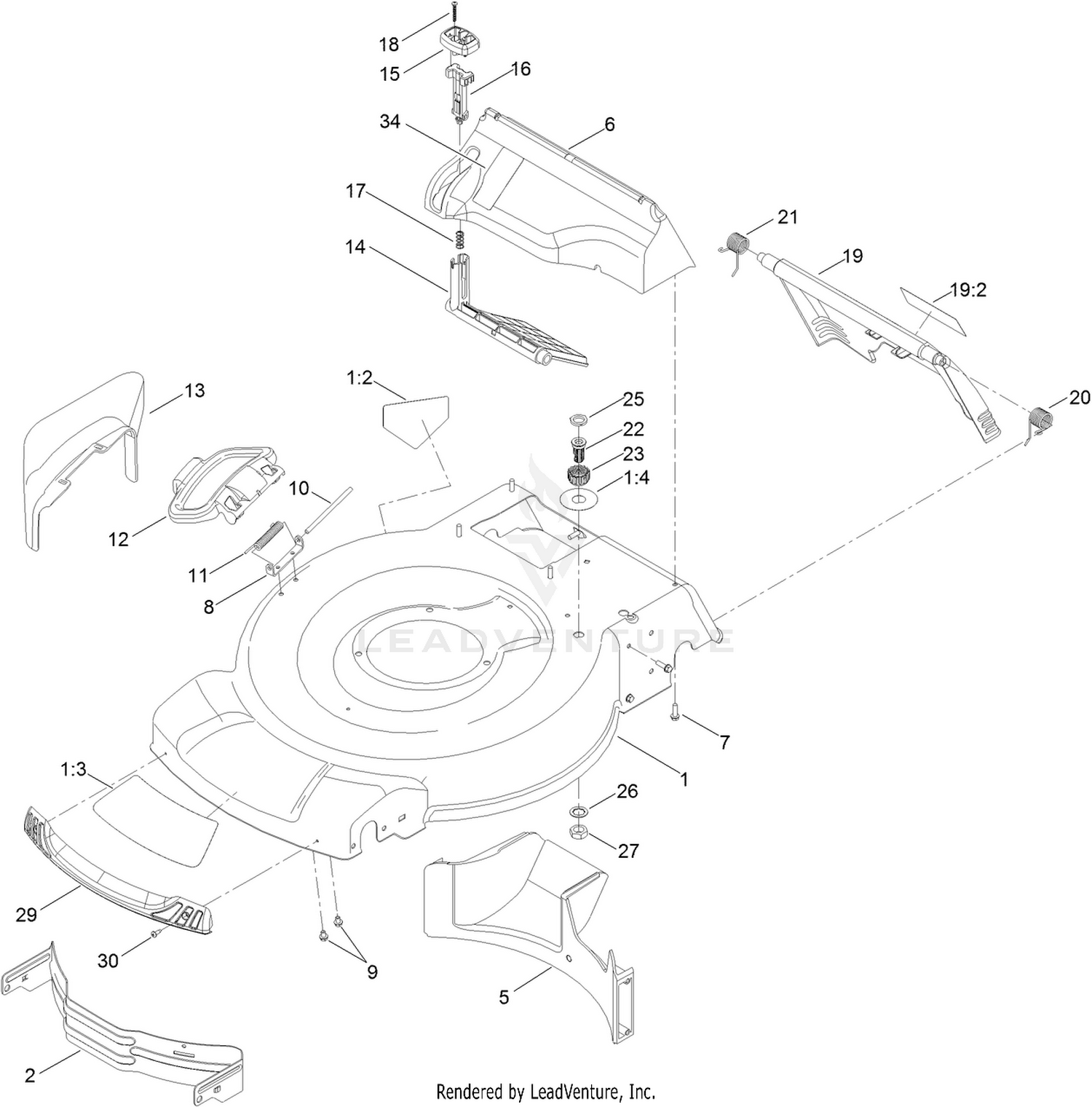 Deck, Side Chute and Rear Door Assembly