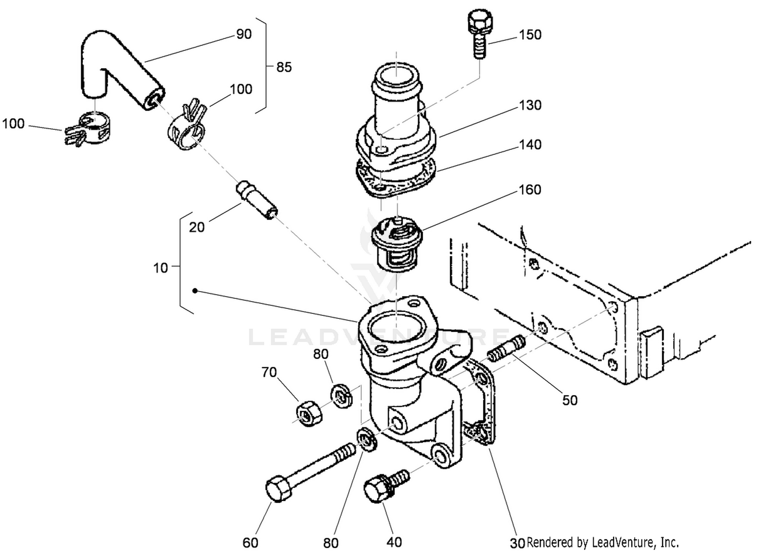 Water Flange and Thermostat Assembly