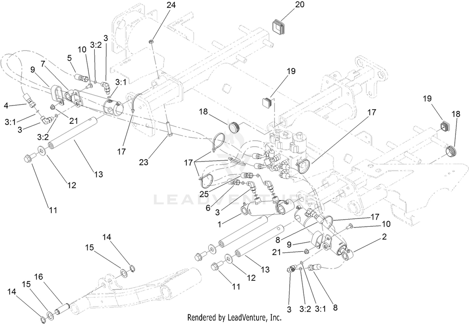 Front Lift Cylinder and Plumbing Assembly