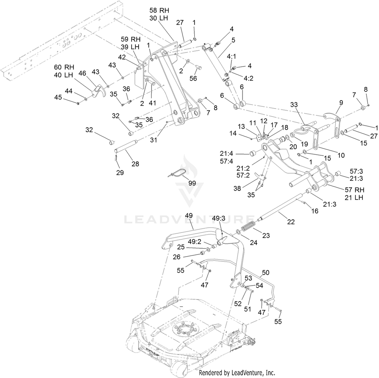No. 6 and 7 Lift Arm and Deck Assembly
