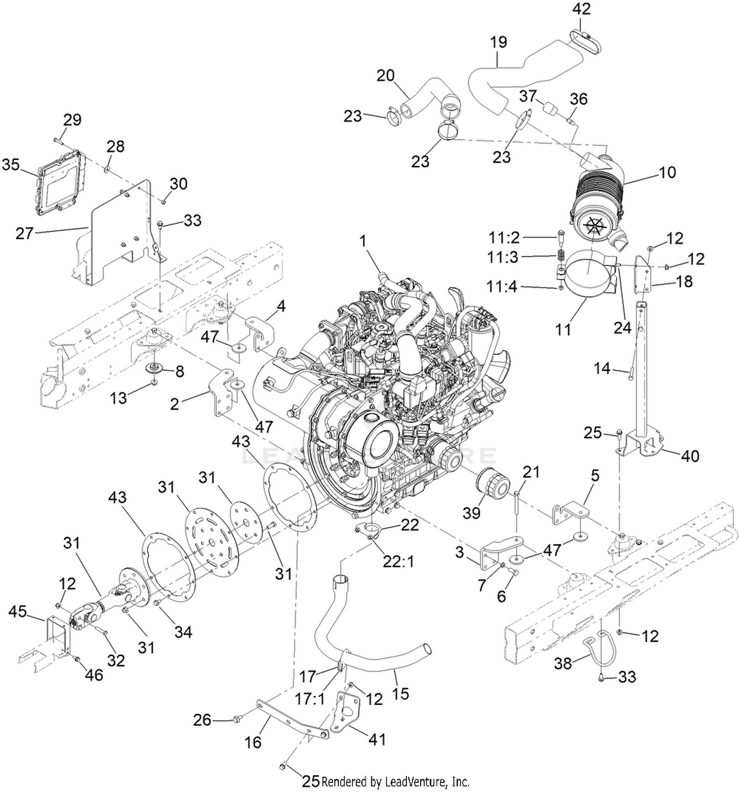 Engine, Muffler and Air Cleaner Assembly