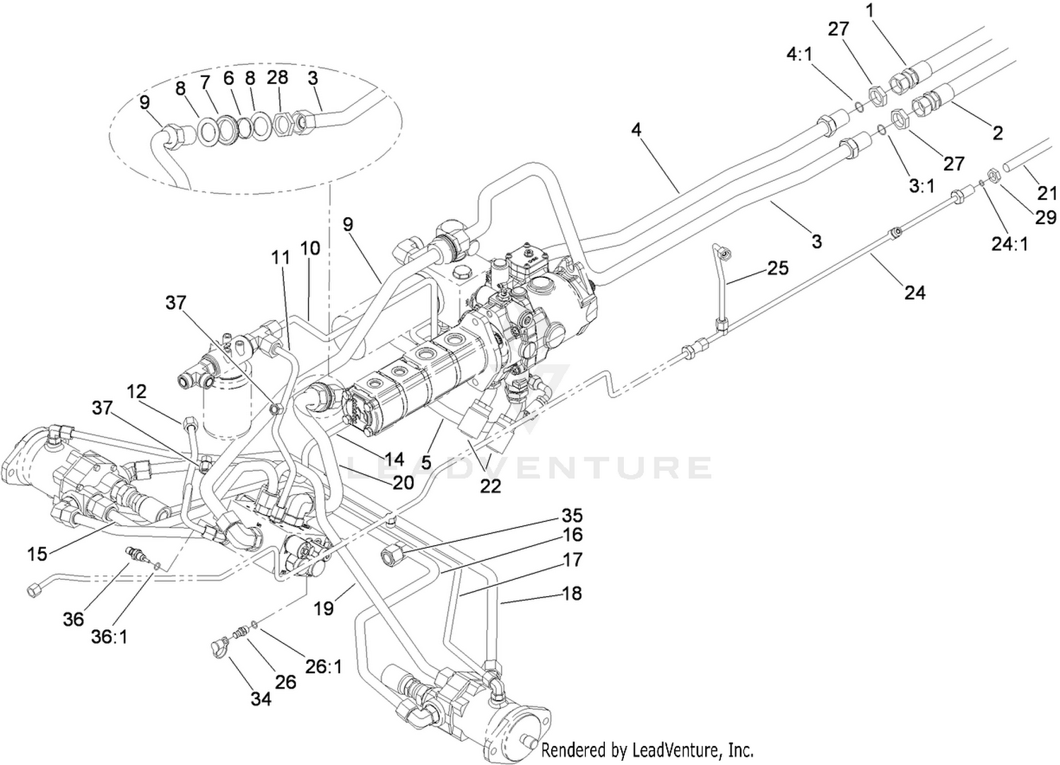 Traction Hydraulic Lines Assembly