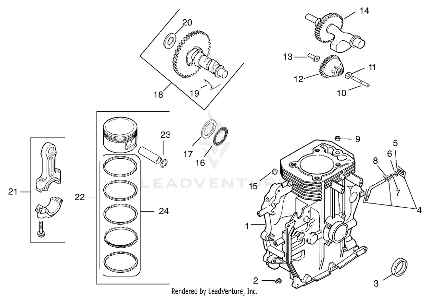 Crankcase Assembly Kohler Model Ch15s-44533