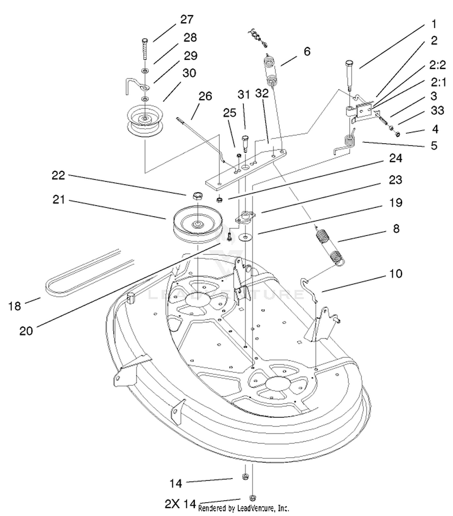 38" Deck Blade Drive  Braking Assembly