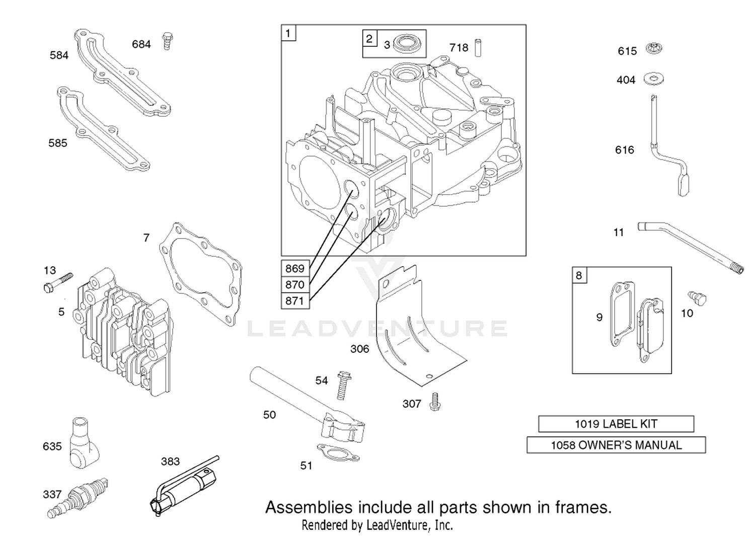 Cylinder Assembly Engine Briggs and Stratton Model 124K02-0110-B1