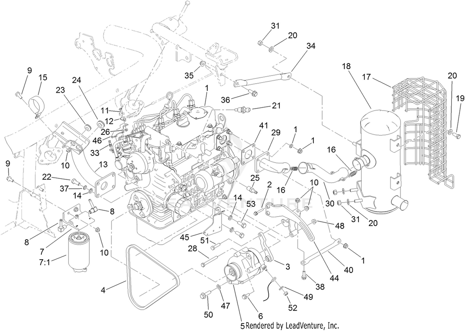 Engine and Exhaust Assembly