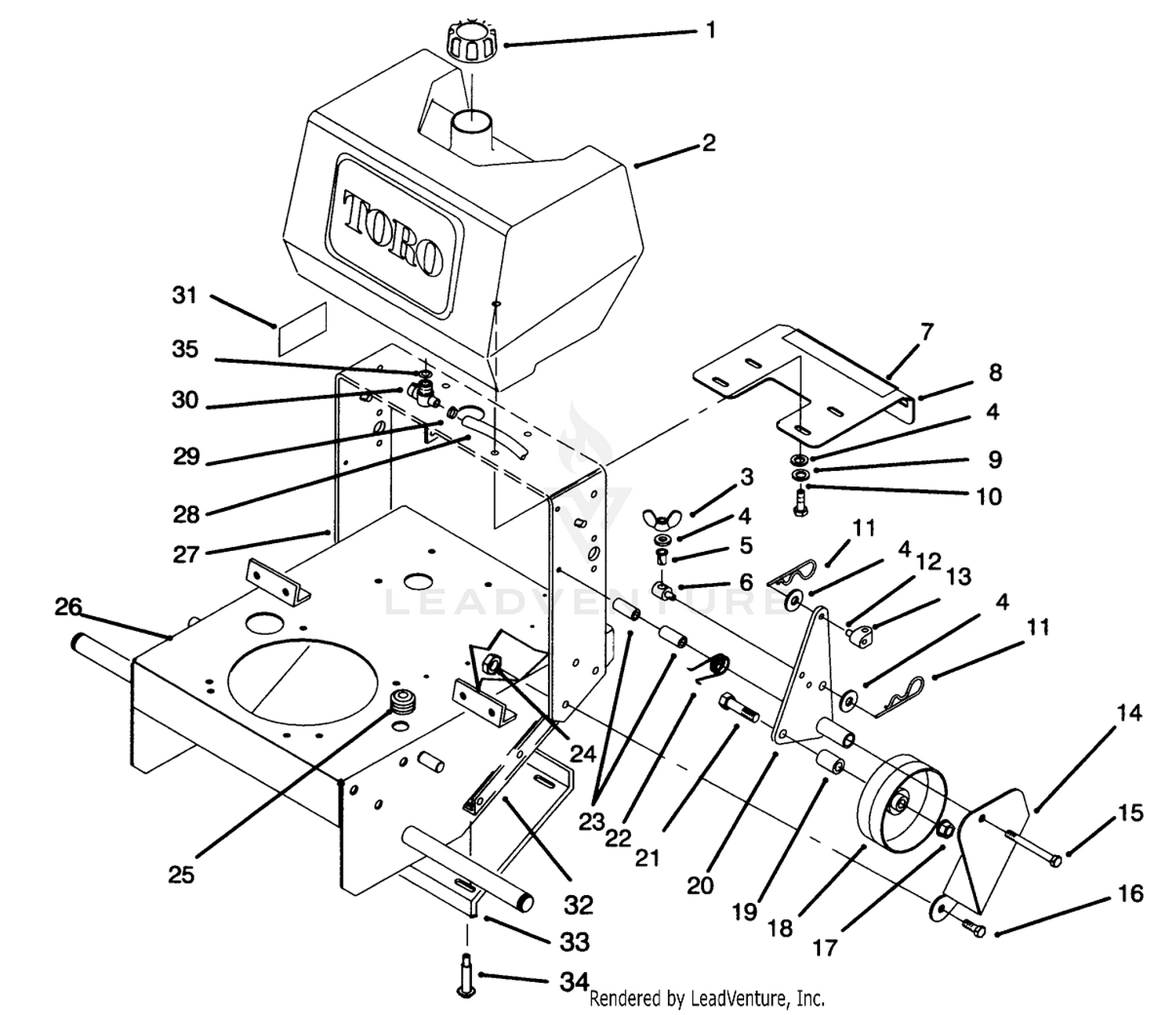 Frame, Fuel Tank And Wheel Drive Idler