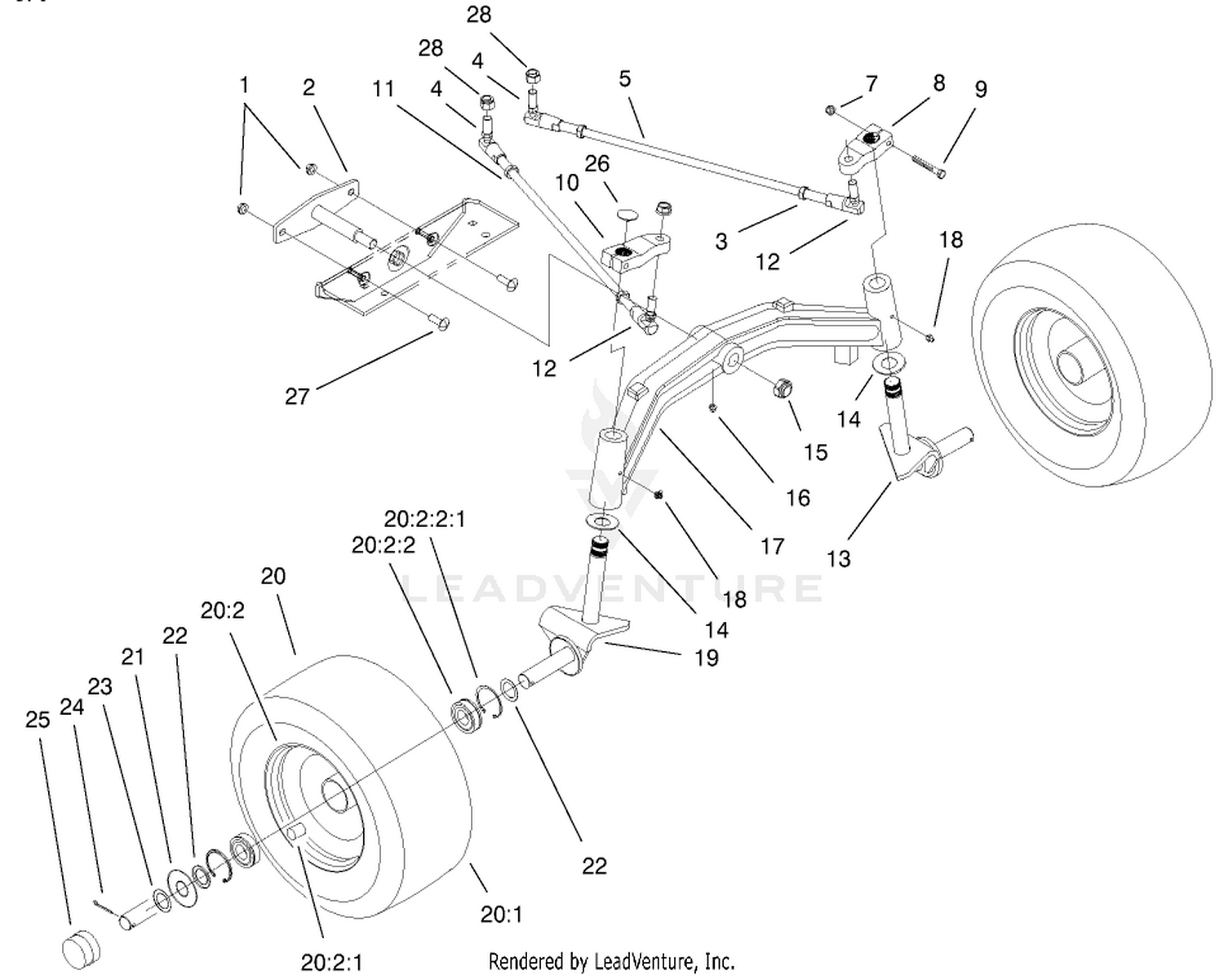 Tie Rods, Spindle,  Front Axle Assembly