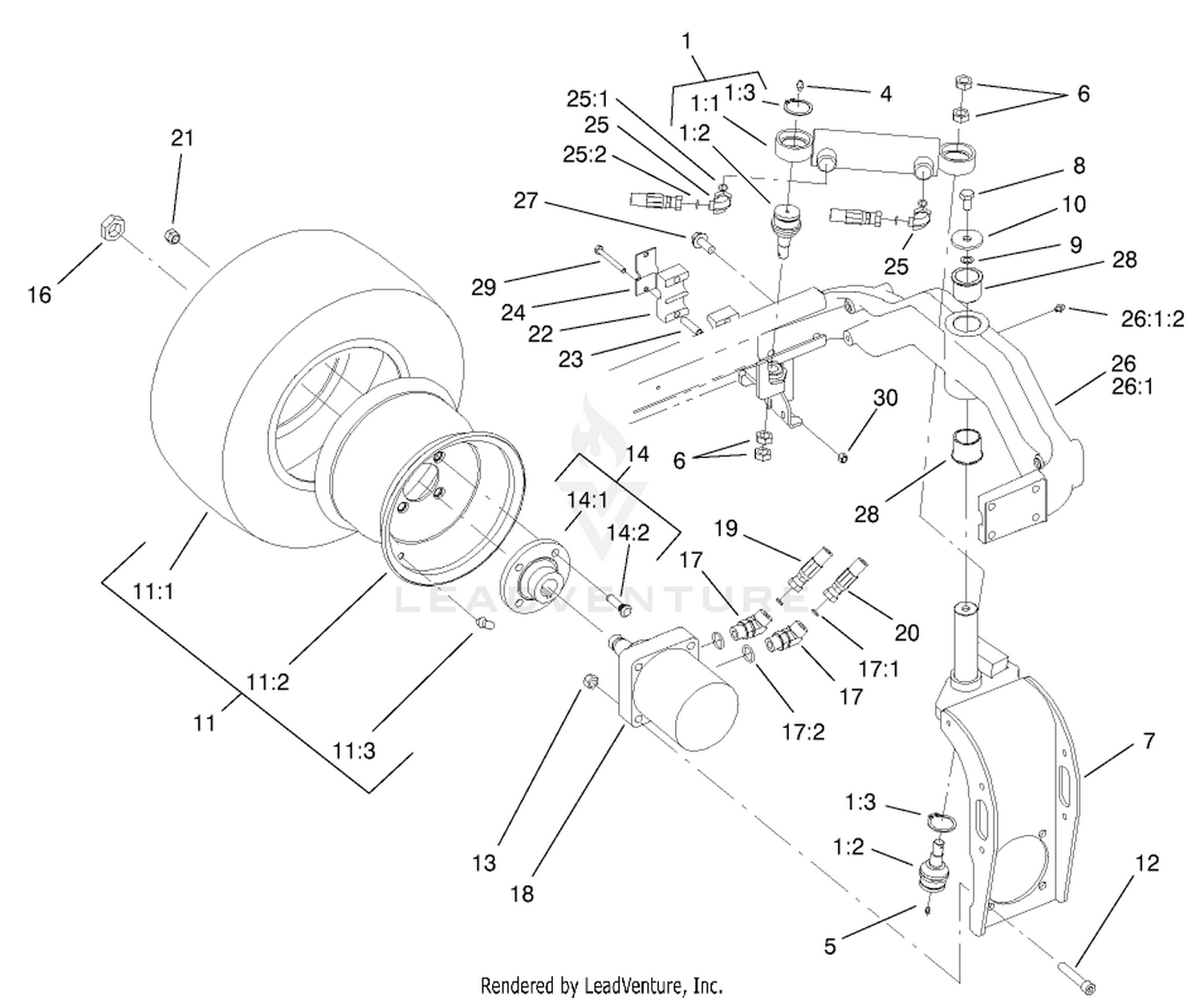 Rear Fork and Tire Assembly