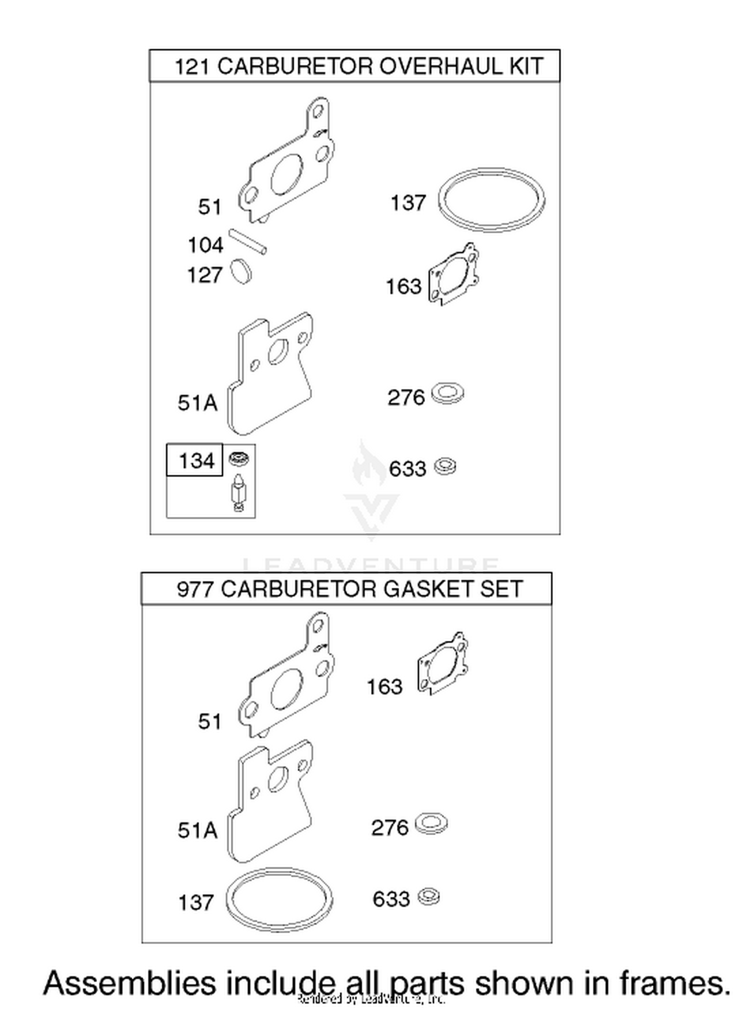 Carburetor Overhaul Kit Assembly Engine Briggs and Stratton Model 122602-0120-E1