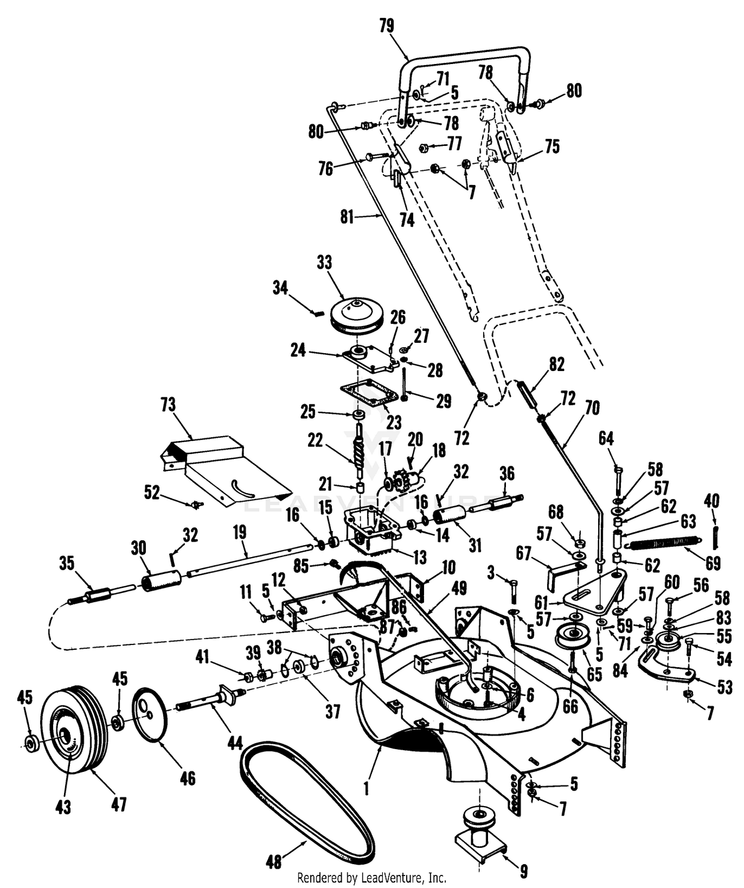 21" WHIRLWIND HEVI-DUTY SELF PROPELLED MOWER PARTS LIST