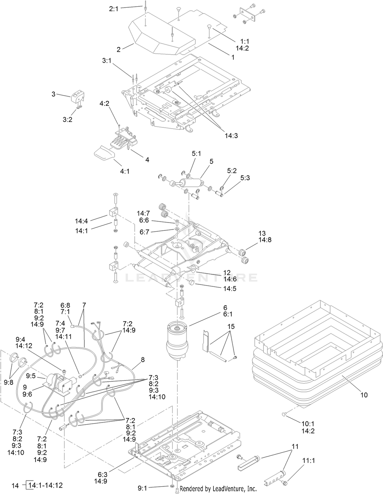Air Ride Seat Suspension Assembly No. 108-1488
