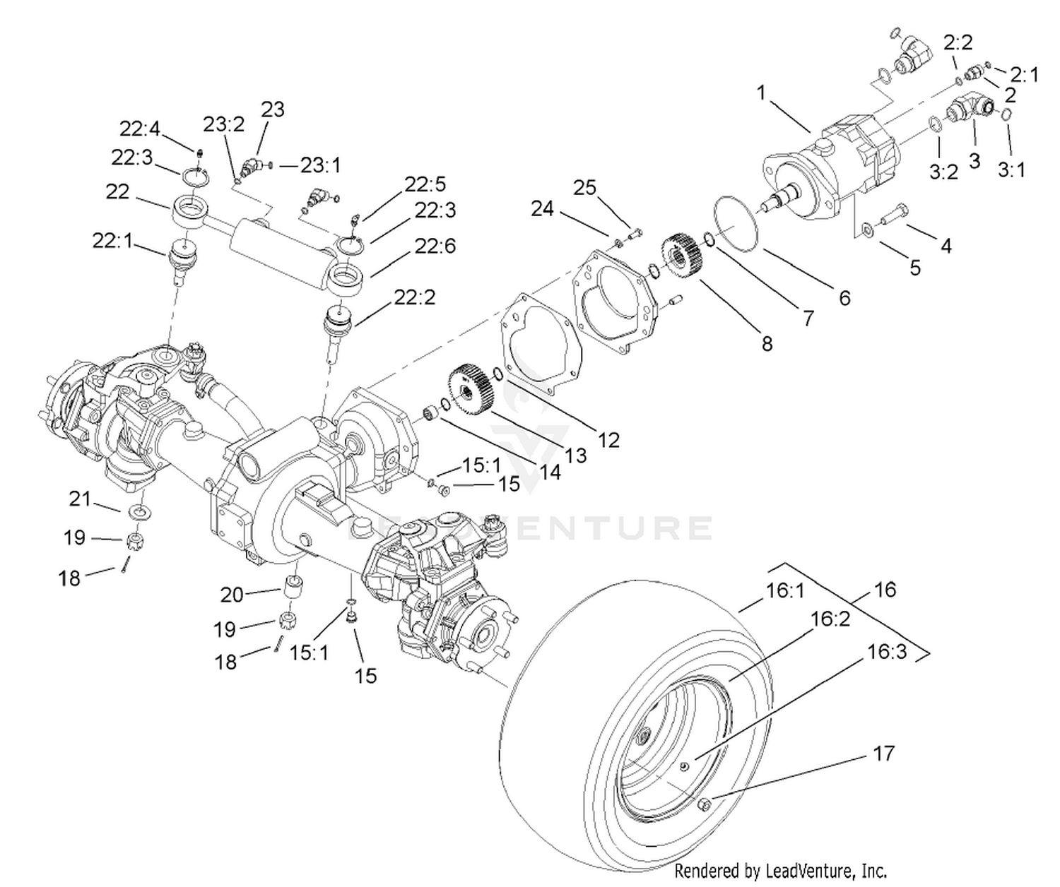Rear Axle and Tire Assembly
