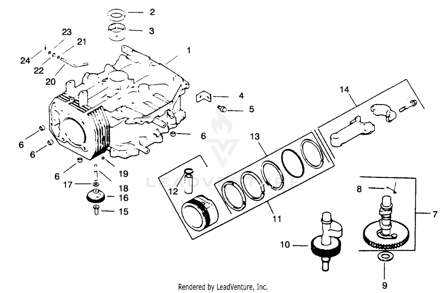 Crankcase-Engine Kohler Model No. Cv14t-1412