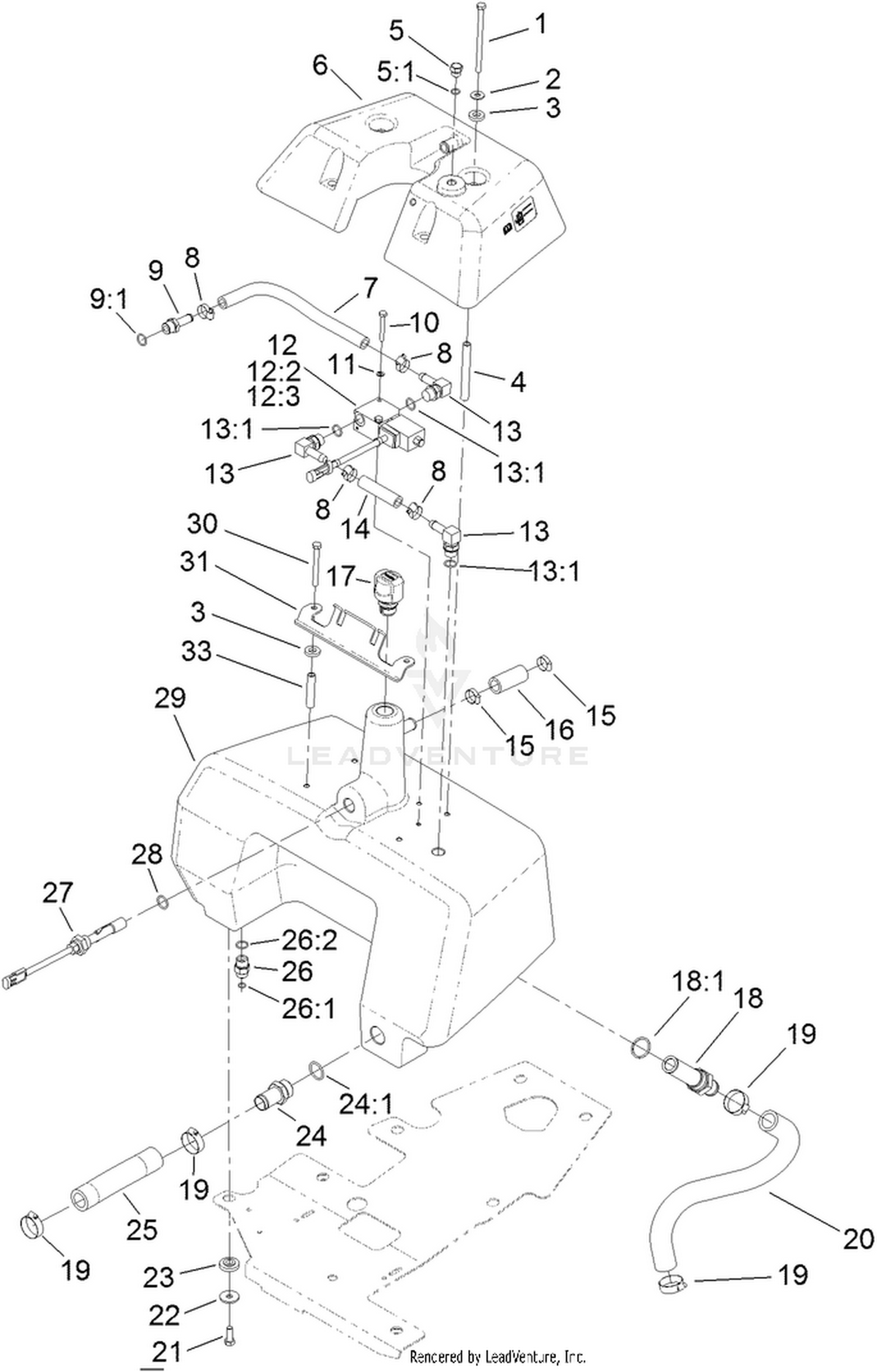 Hydraulic Reservoir and Leak Detector Assembly