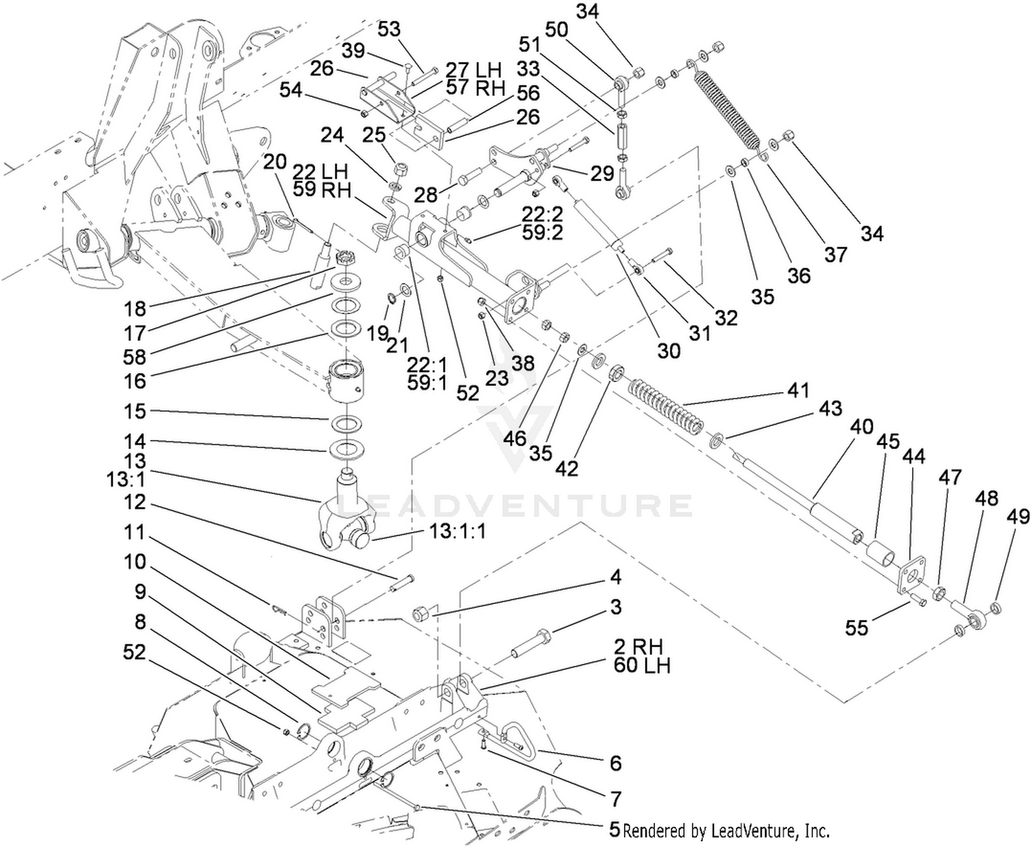 Side Deck Lift Arm and Damper Assembly