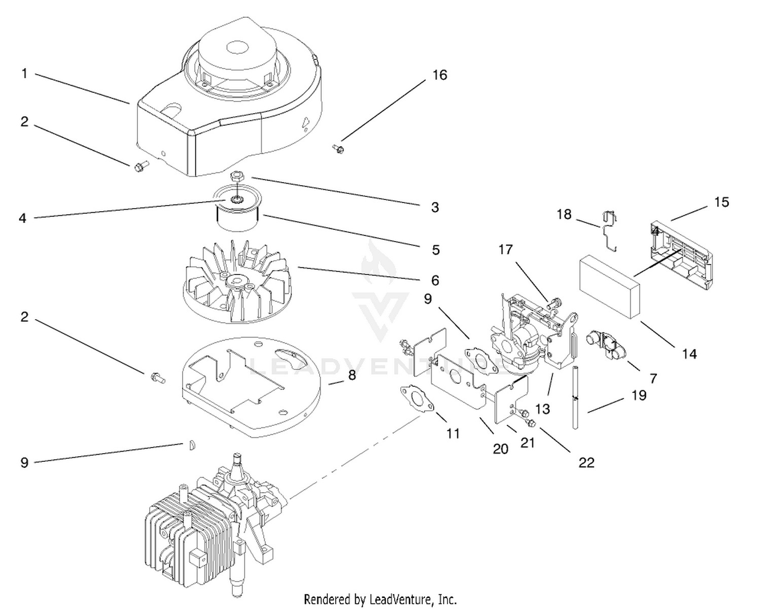 Shroud, Crankcase  Carburetor Assembly