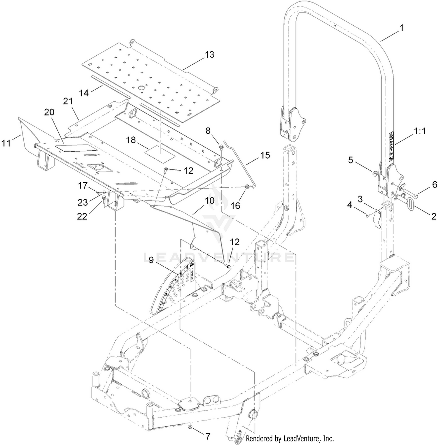 Platform and Roll-Over Protection System Assembly