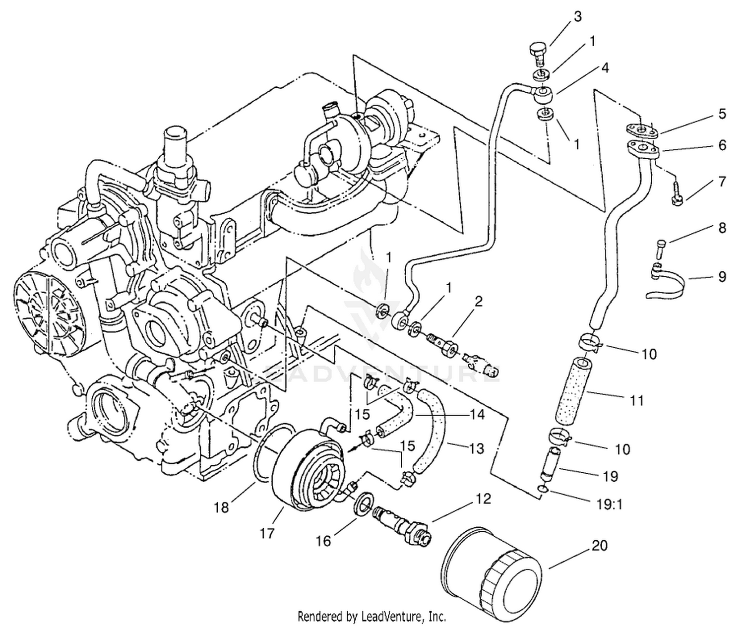 Filter, Oil Cooler, And Pipe Assembly