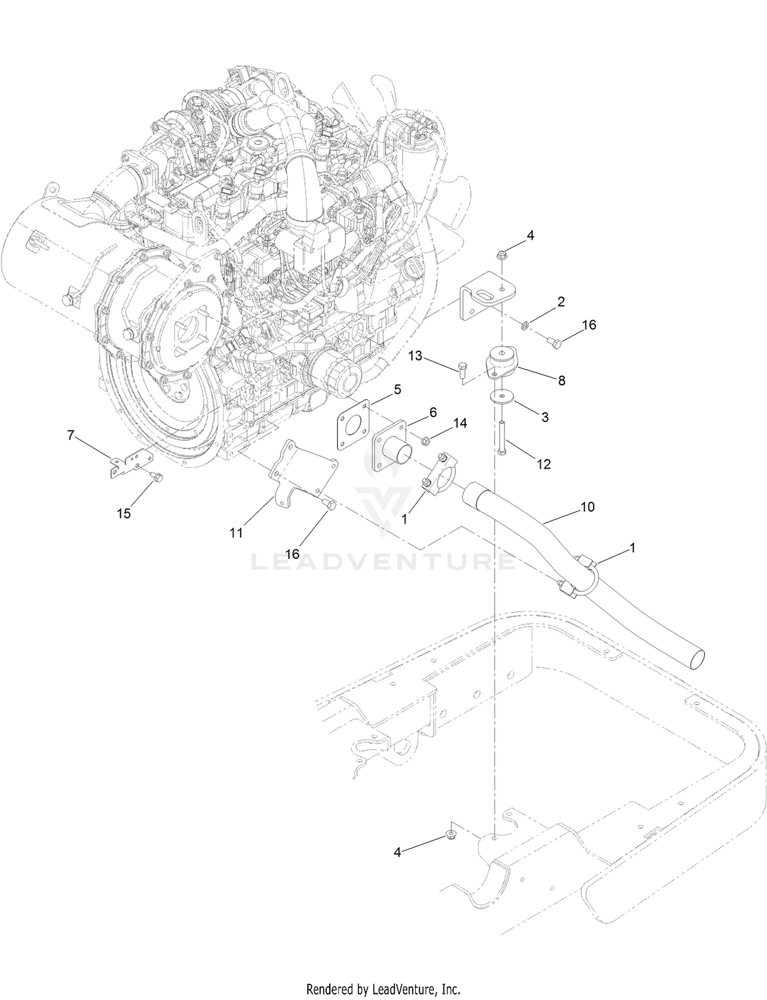 Exhaust and Bracket Assembly
