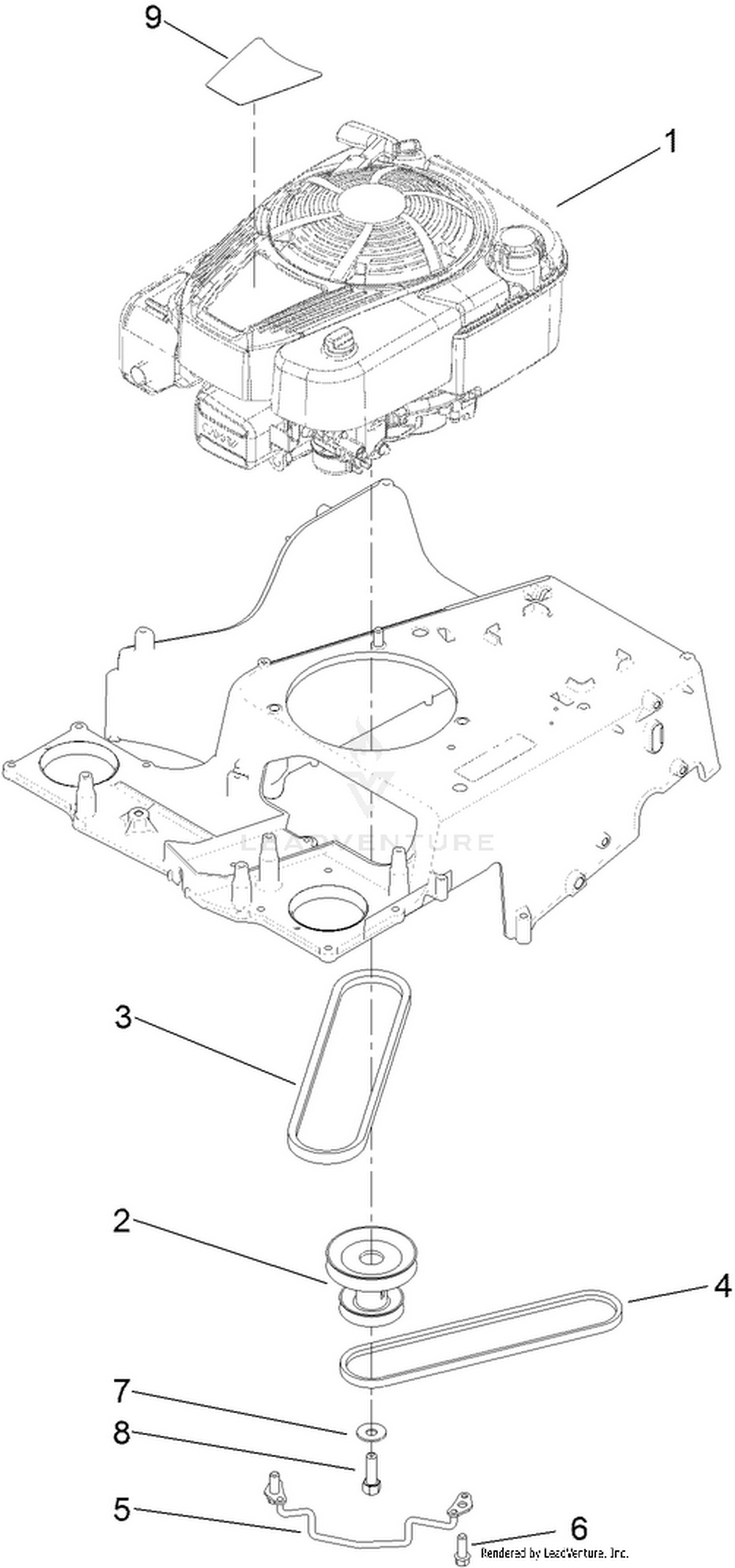 Engine and Pulley Assembly