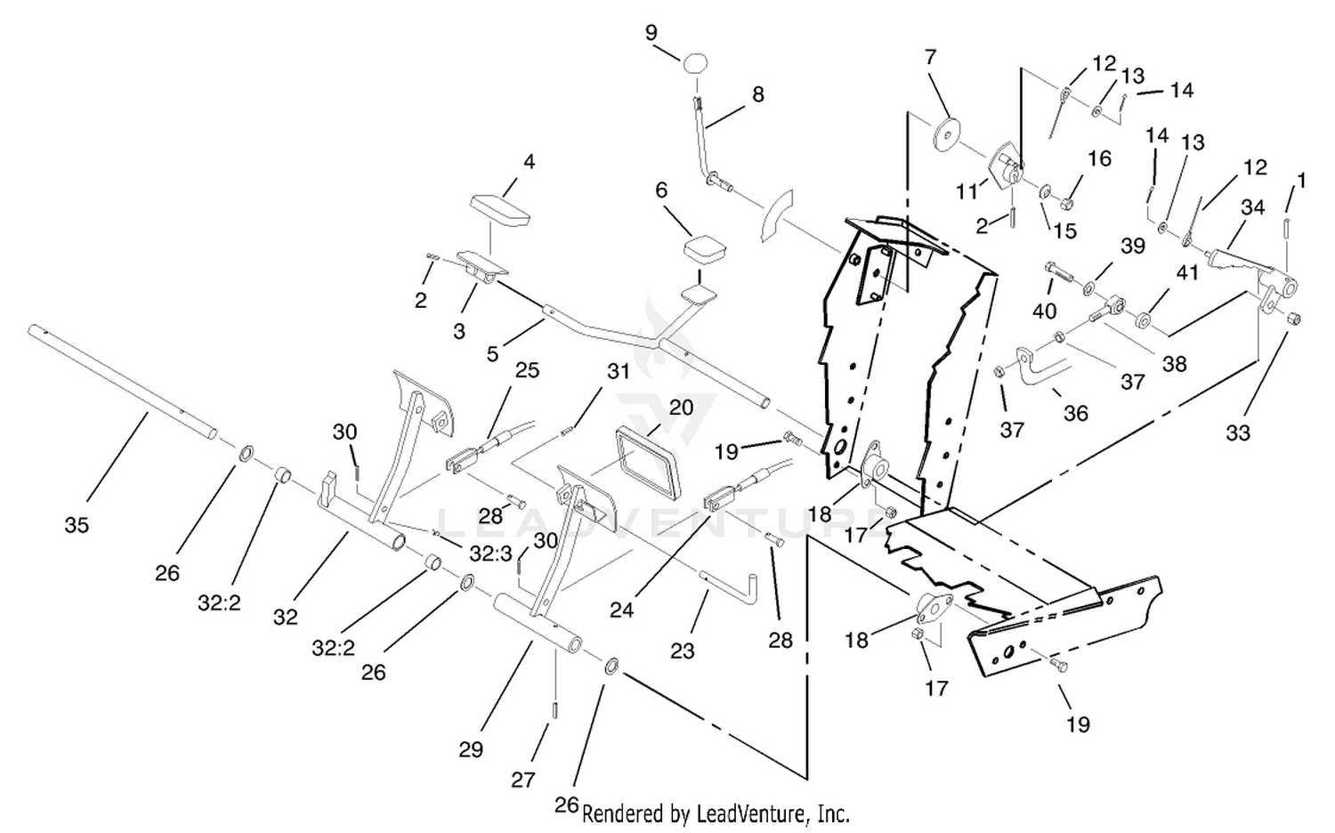 Traction and Brake Pedal Assembly