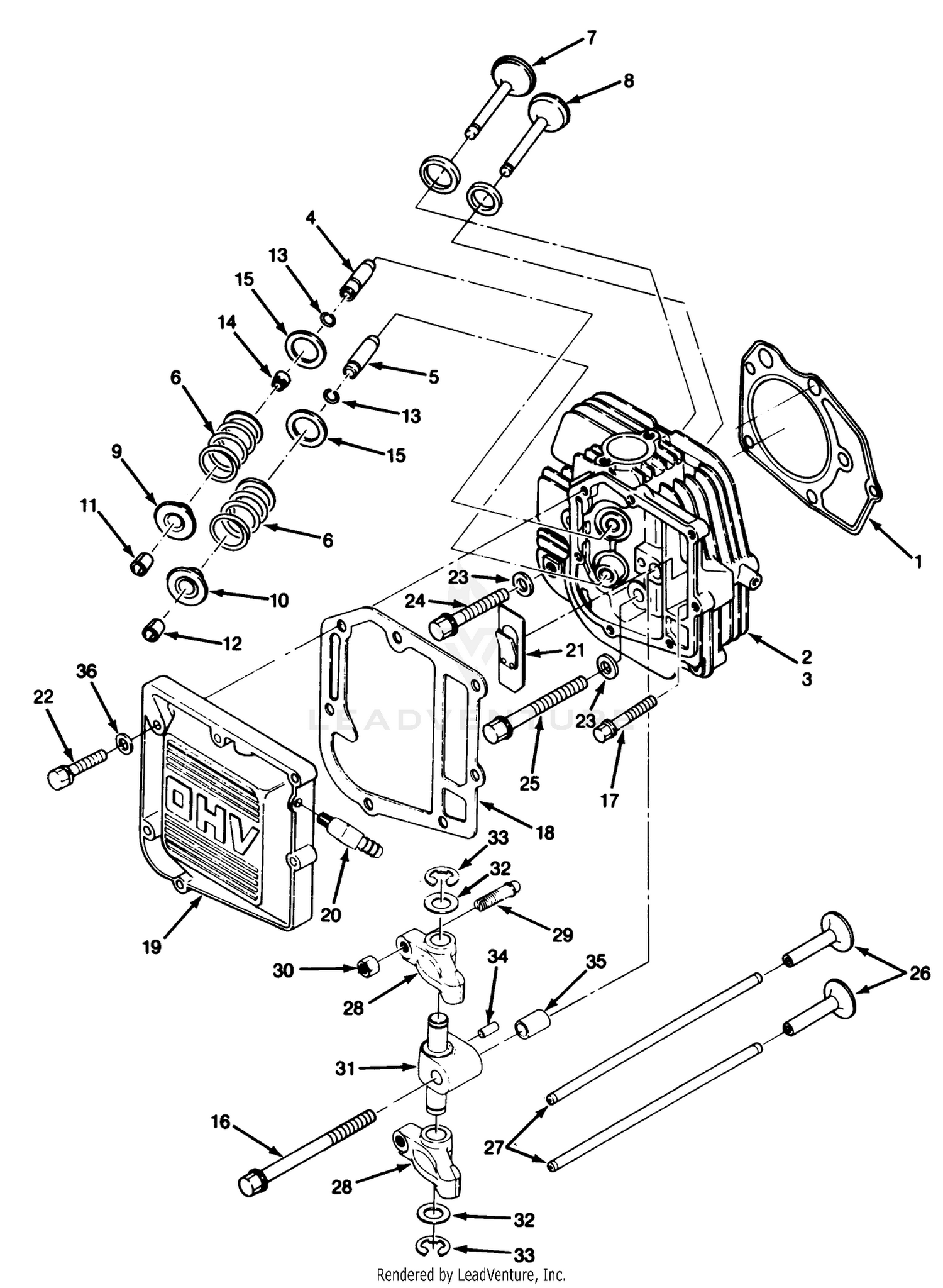 14hp Engine Cylinder Head  Valves Assembly