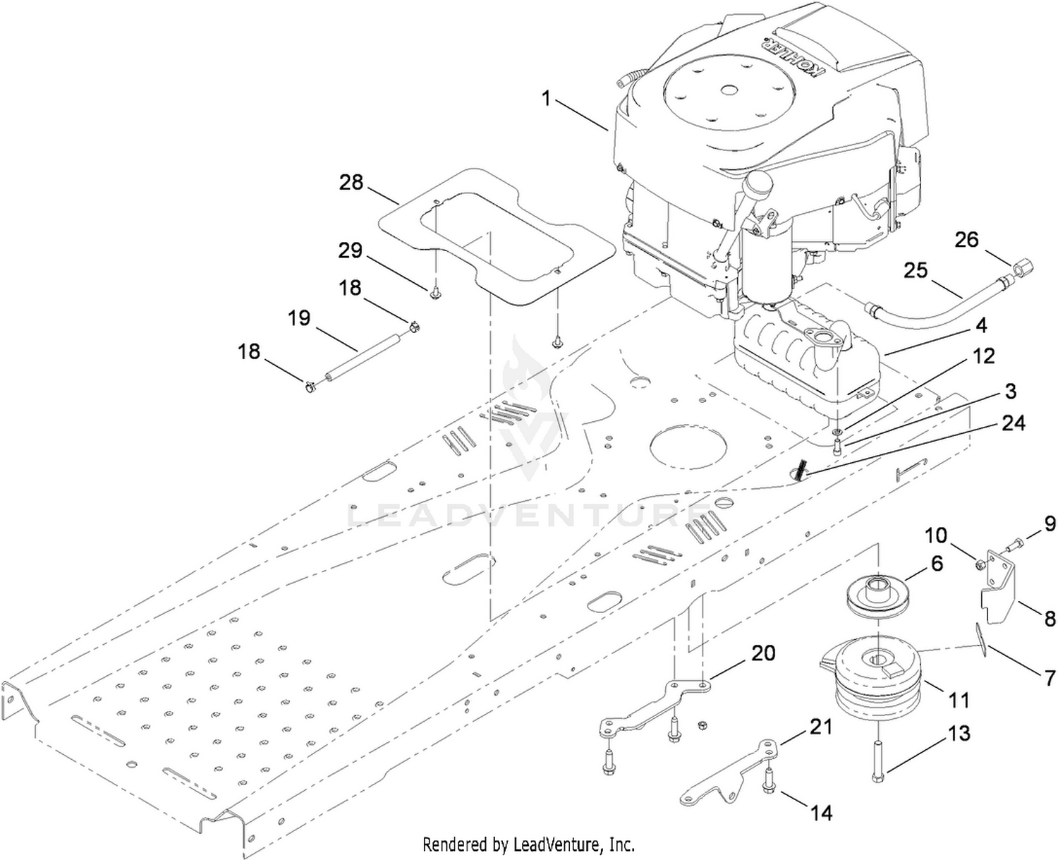 Engine, Clutch and Exhaust Assembly