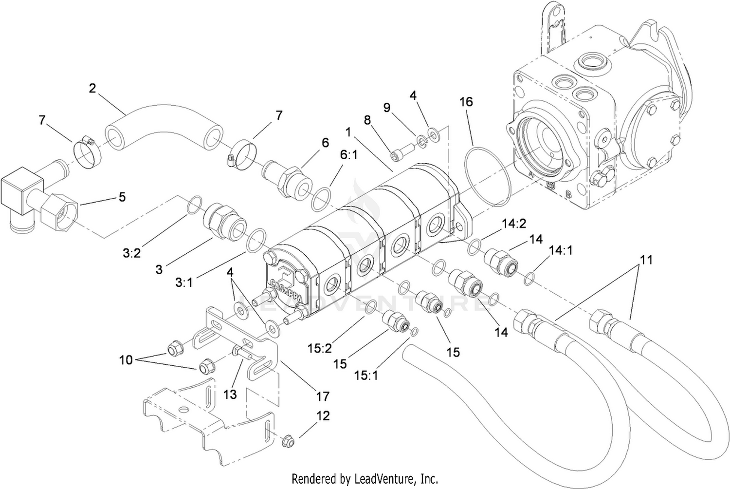 Gear Pump Hydraulic Plumbing Assembly