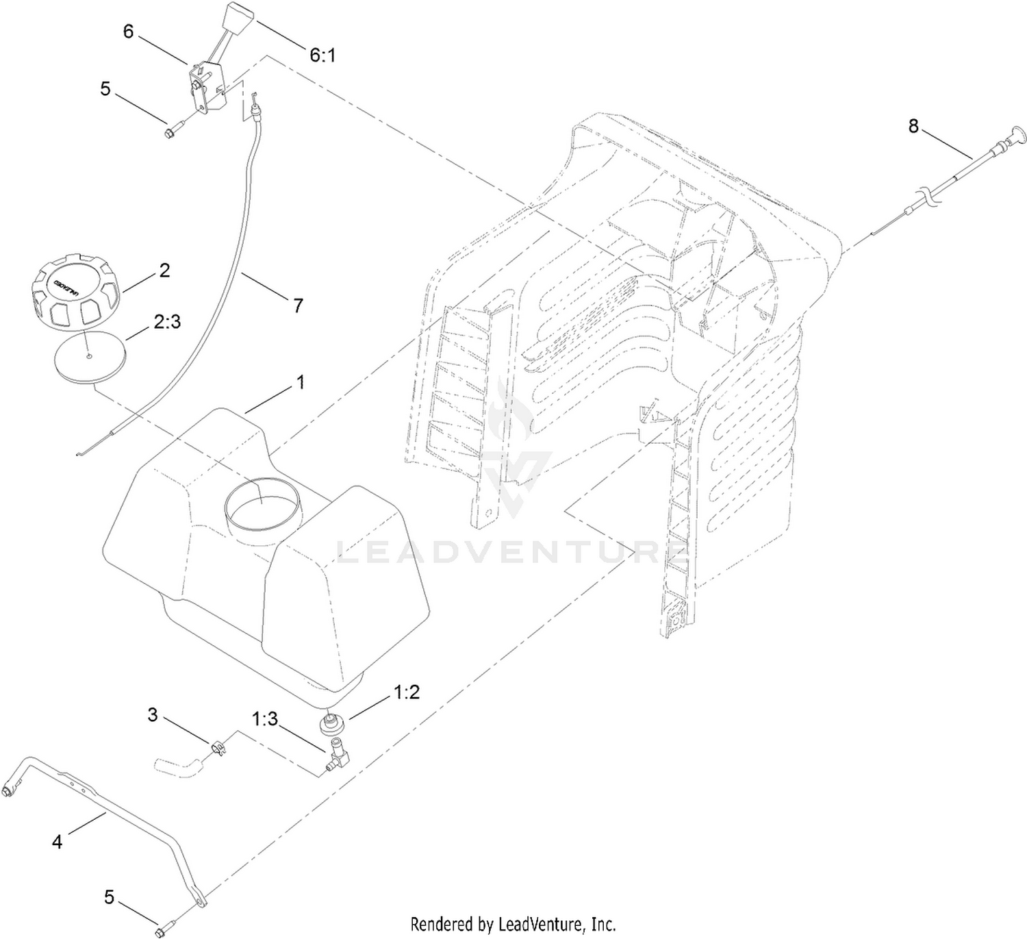 Gas Tank and Throttle Control Assembly
